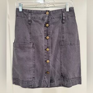 NWT Grey Washed Denim Button-Down Mini Skirt